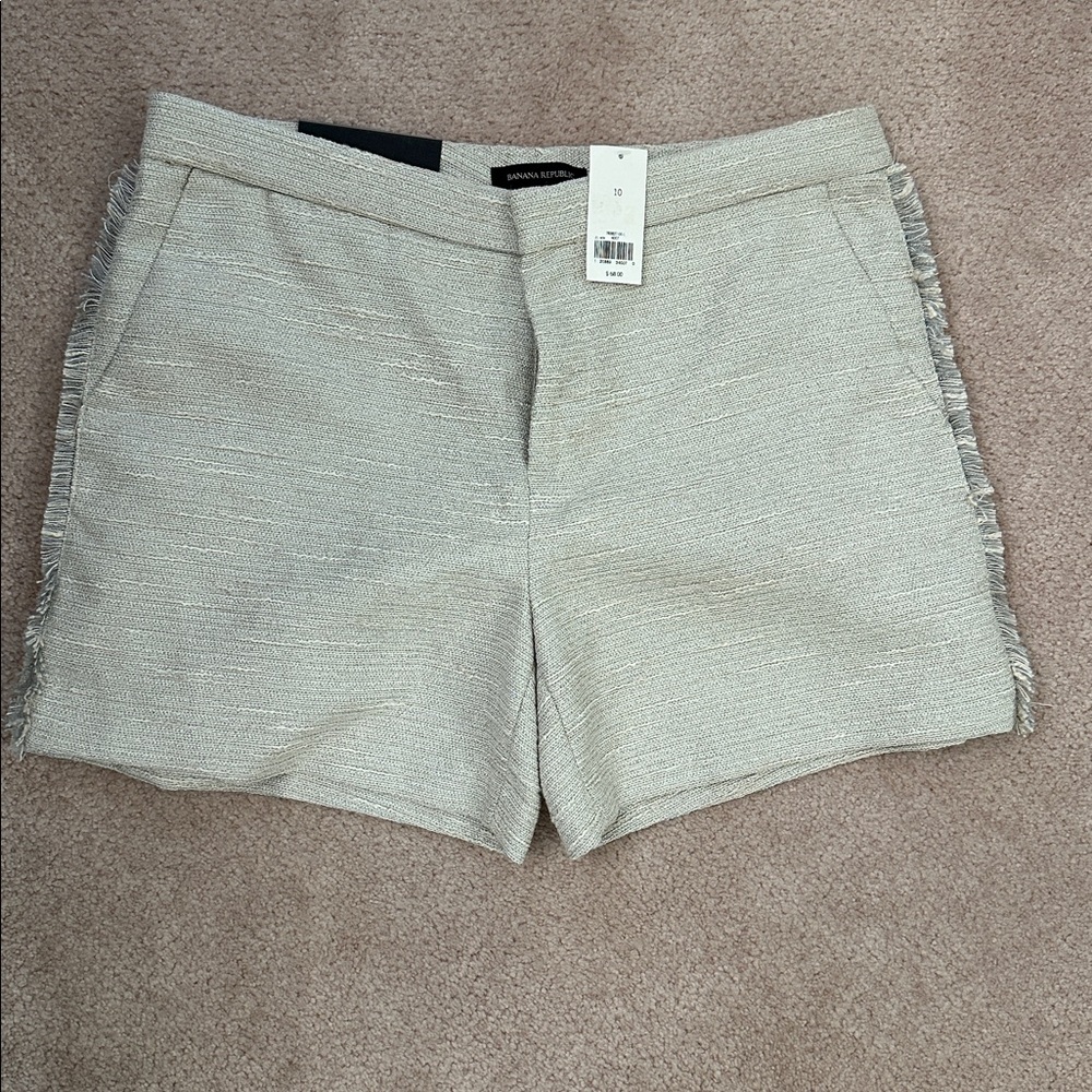Banana Republic Light Tan/Gray Fringe Shorts